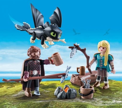 , Playmobil Dragons Dragon Trainer Hiccup e Astrid con Baby Dragon 70040
