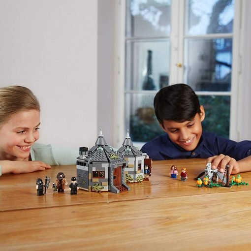LEGO Harry Potter La Capanna di Hagrid: il salvataggio di Fierobecco 75947 bambini giocano con il set montato