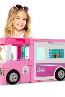 Barbie Camper dei Sogni - Veicolo 3 in 1 Trasformabile con Piscina - Pick-Up e Barca - Dettagli realistici - 50 Accessori - Regalo Bambini 3-7 Anni, GHL93