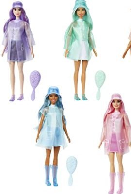 Barbie Color Reveal con 7 sorprese, Serie Sole Pioggia con Nuvolette ed Effetto Cambia Colore, Regalo e Giocattolo per Bambini 3+ Anni, HCC57 , modello casuale e assortito.