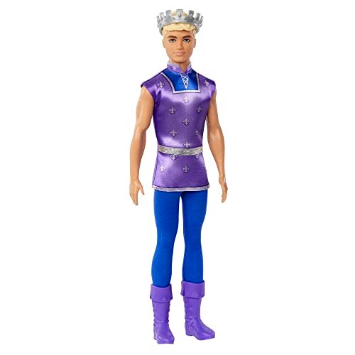Barbie Dreamtopia - Bambola Ken, Principe dai capelli biondi, con corona dorata e look blu, Giocattolo per Bambini 3+ Anni, HLC23