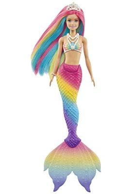Barbie Dreamtopia Sirena Cambia Colore - Bambola con Look Arcobaleno - Corpetto con Dettagli Marini - Colori Neon Accesi - Regalo Bambini 3-7 Anni, GTF89