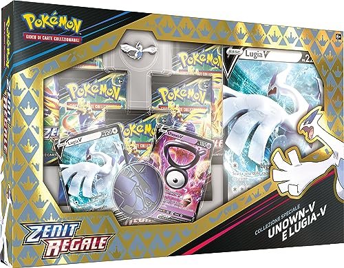 Collezione speciale Unown-V e Lugia-V dell’espansione Zenit Regale del GCC Pokémon (due carte promozionali olografiche, una carta gigante e cinque buste di espansione), edizione in italiano