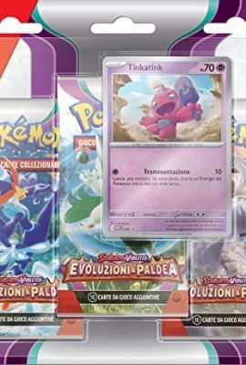 Confezione da tre buste (Tinkatink) dell’espansione Scarlatto e Violetto - Evoluzioni a Paldea del GCC Pokémon (tre buste di espansione e una carta promozionale olografica), edizione in italiano