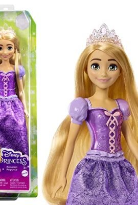 Disney Princess - Rapunzel bambola vestita alla moda con capi e accessori scintillanti ispirati al film, Giocattolo per Bambini 3+ Anni, HLW03