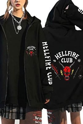 DreamJing Hellfire Club Felpa con Cappuccio, Hellfire Club Felpa Nera con Zip Hellfire Club Cosplay Costume per Halloween Carnevale, Unisex (M)