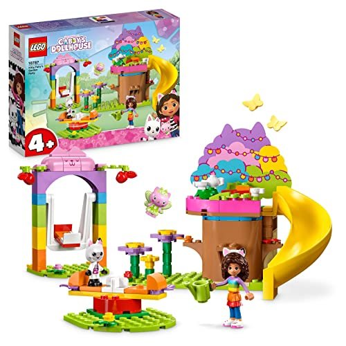 LEGO 10787 La Casa delle Bambole di Gabby La Festa in Giardino della Gattina Fatina con i Personaggi di Gabby e Pandy Panda, Albero, Altalena, Scivolo e Giostra, Giochi per Bambine e Bambini da 4 anni