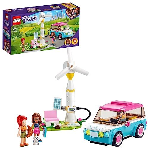 LEGO 41443 Friends L’Auto Elettrica di Olivia, Macchinina Giocattolo, Giochi per Bambina e Bambino dai 6 Anni in su, Set con 2 Mini Bamboline
