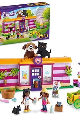 LEGO 41699 Friends Il Caffè di Adozione dei Cuccioli, Parco Giochi Animali, Giocattolo per Bambini dai 6 Anni in su, Mini Bamboline Olivia e Priyanka