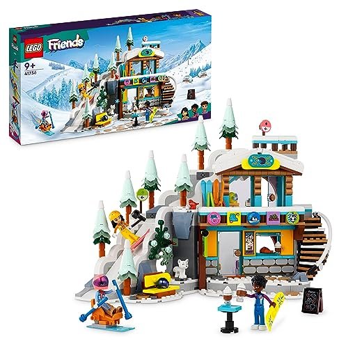 LEGO 41756 Friends Pista da Sci e Baita, Set Sport Invernali, Giochi per Bambine, Bambini, Ragazzi e Ragazze con Mini Bamboline di Liann, Aron e Zac e Figura Di Animale Fox, Regalo Creativo per Natale
