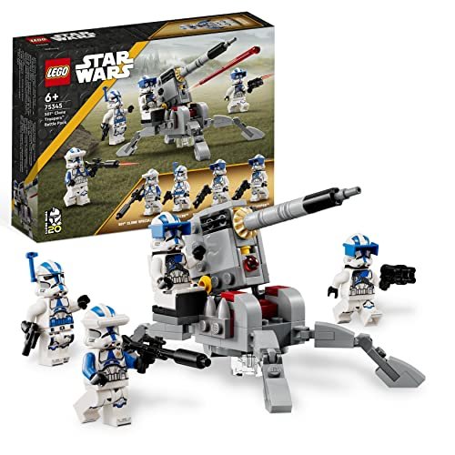 LEGO 75345 Star Wars Battle Pack Clone Troopers Legione 501, Modellino Da Costruire Con Cannone Giocattolo Anticarro AV-7 E Shooter Più 4 Personaggi
