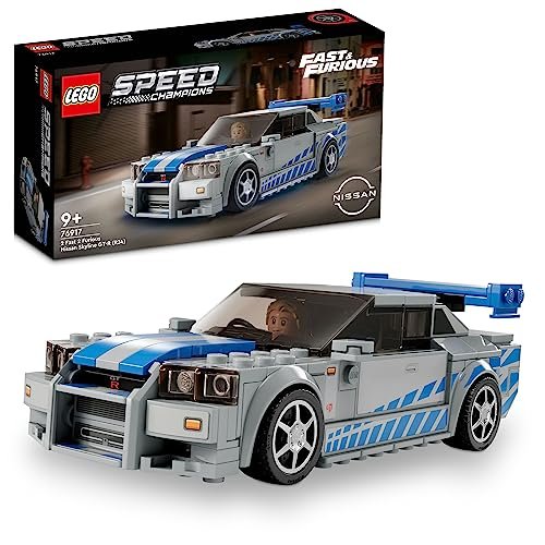 LEGO 76917 Speed Champions 2 Fast 2 Furious Nissan Skyline GT-R (R34) Macchina Giocattolo, Modellino Auto da Collezione 2023 con Minifigure, Giochi per Bambini