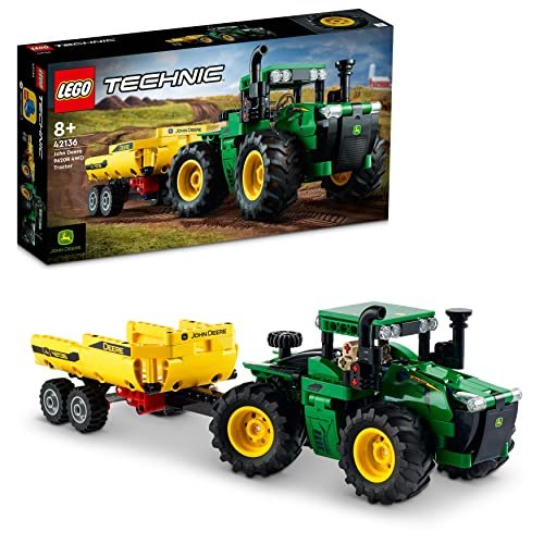LEGO Technic John Deere 9620R 4WD Tractor, Giochi Creativi per Bambini, Trattore con Rimorchio Giocattolo, Replica Modello da Costruzione, 42136