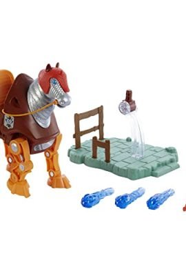 Masters of the Universe Origins Stridor Figure - With Robot Horse, Launcher & 3 Plasma Blasts - Includes Display Stand - 7' Tall - Gift for Kids 6+