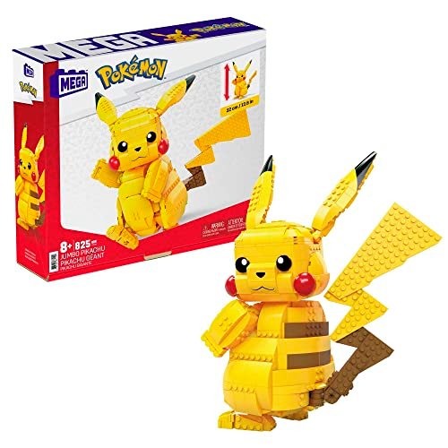 MEGA Pokémon - Pikachu Gigante da 30,5 cm, da costruire, da oltre 600 pezzi, Giocattolo per Bambini 6+ Anni, FVK81