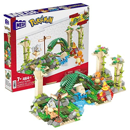 MEGA Pokémon - Rovine Abbandonate nella Giungla, set di costruzioni con 464 mattoncini e pezzi compatibili per collegarlo ad altri mondi, Giocattolo e regalo per Bambini 7+ Anni, HDL86