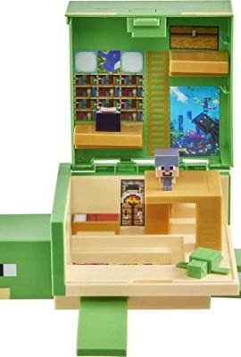 Minecraft - Tana della Tartaruga Trasformabile PlaySet, Personaggio Autentico Ispirato al Videogioco, Giocattolo per Bambini 6+ Anni, HDW14