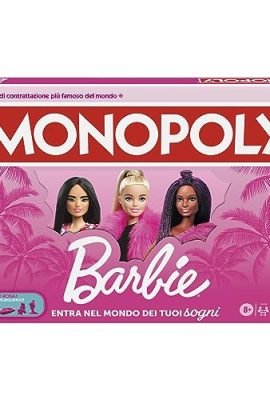 Monopoly: Barbie Edition, gioco da tavolo famiglie, per 2-6 giocatori, dagli 8 anni in su