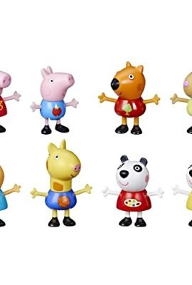 Peppa Pig, Confezione Giocattolo da 8 Action Figure, George Pig, Peggi Panda, Candy Gatto e Non Solo, dai 3 Anni in su, Multicolore, Esclusivo Amazon