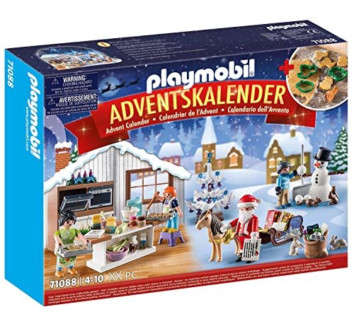 PLAYMOBIL Christmas 71088 Calendario dell'Avvento per Bambini, Pasticceria di Natale con Formine per i Biscotti, Include Pasticceria Giocattolo, Giocattolo per Bambini da 4 Anni in su