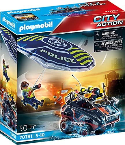 Playmobil City Action 70781 Paracadute della Polizia e Veicolo, Giocattoli per Bambini dai 5 Anni