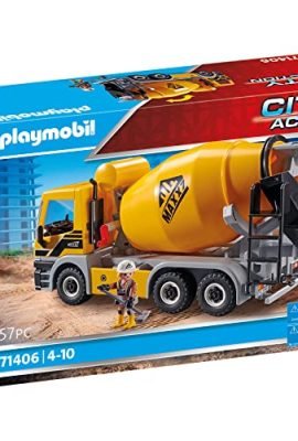 Playmobil City Action 71406 Betoniera, La Cabina di Guida è Pieghevole e Lo Scivolo è Mobile, Giocattolo per Bambini dai 4 Anni in su