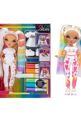 Rainbow High Colour & Create Fashion DIY Doll - Occhi verdi, coda di cavallo, top e scarpe in regalo, pennarelli arcobaleno lavabili - Colora, crea, gioca, risciacqua, ripeti - Età 4-12