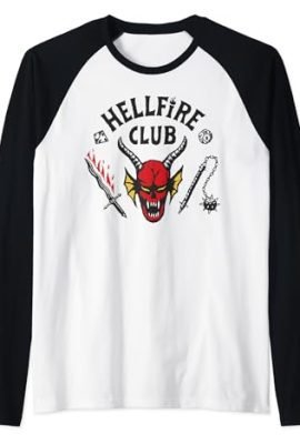 Stranger Things 4 Hellfire Club Logo Maglia con Maniche Raglan