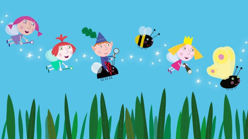 Un fotogramma da Il Piccolo Regno di Ben e Holly con molti personaggi della serie