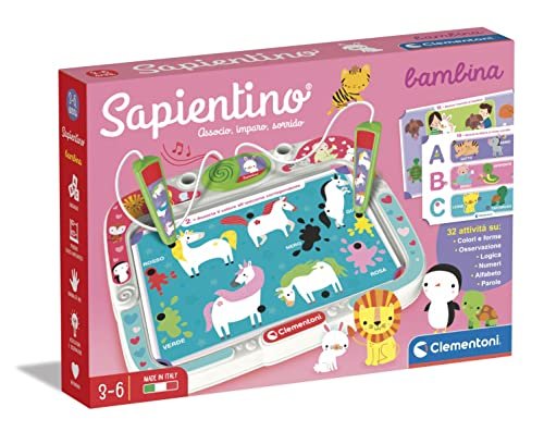 Clementoni - 16385 - Sapientino Bambina - Banchetto Con Schede Attività E Penne Interattive, Gioco Educativo 3 Anni, Elettronico (Versione In Italiano) - Made in Italy