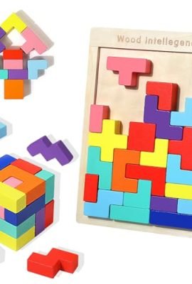 EACHHAHA Giocattoli in legno a partire dai 3 anni | Giocattoli Montessori a partire dai 3 anni | Puzzle in legno con 30 pezzi intelligenza colorata | Giocattolo educativo per bambini come regalo di