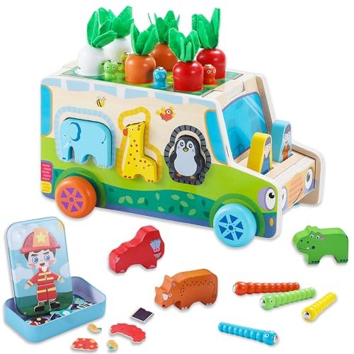 Giocattolo Montessori In Legno Per Bambini 1-3 Anni - Cubo Attività Con Forme E Colori, 20 Pezzi