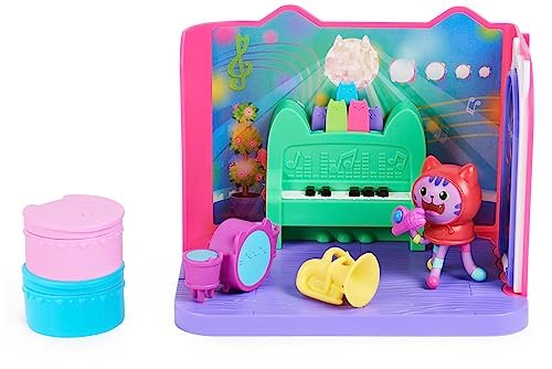 Gabby's Dollhouse, Groovy Music Room con Personaggio Daniel James Catnip, 2 Accessori, 2 mobili e 2 scatole con Sorpresa, Giocattoli per Bambini dai 3 Anni in su