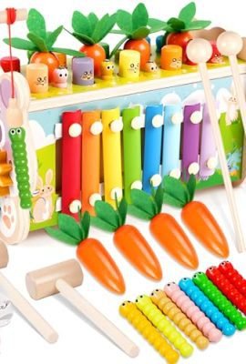 Giochi Bambini 1 Anno, 8 in 1 Giochi Montessori con Acchiappa La Talpa, Xilofono Bambini, Labirinto, Giochi Educativi Legno Bambini, Multiattivita Giocattoli Bambino, Regalo Bambino/a 1 2 3 Anni