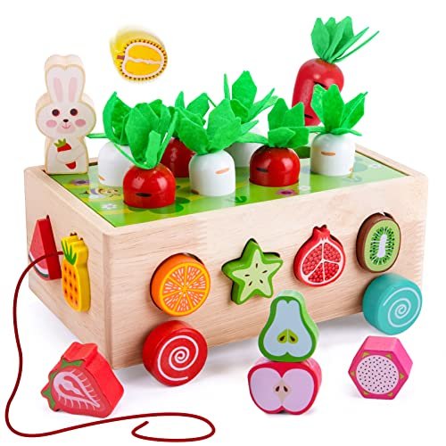 Giochi Legno Bambini 1 2 3 Anni, Giochi Montessori Cubo Multiattivita Legno Gioco, Giocattoli Trainabili Legno Interattivo Giocattoli Educativi, Regalo di Compleanno/Natale per Bambini