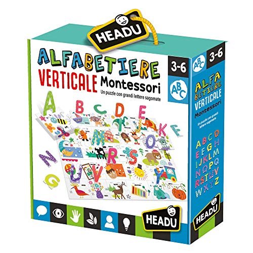 Headu Alfabetiere Verticale Montessori, Multicolore, IT23585