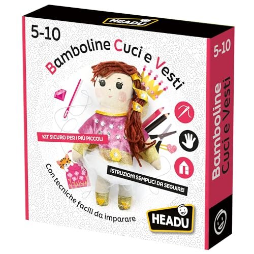 Headu Bamboline Cuci E Vesti Con Tecniche Facili Da Imparare It56918 Gioco Art & Craft Per Bambini 4-8 Anni Made In Italy