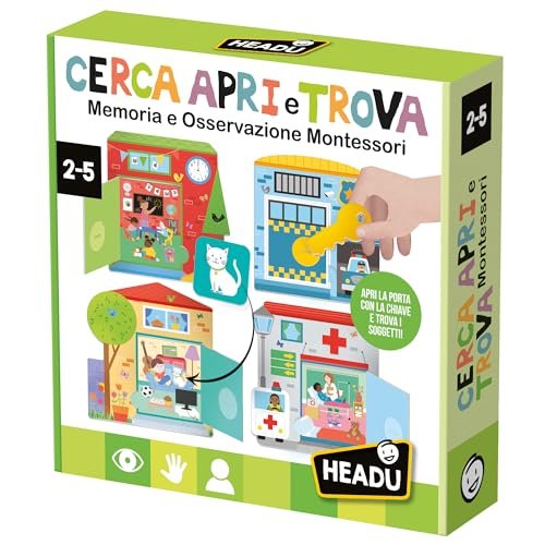 Headu Cerca Apri e Trova Montessori Memoria e Osservazione per i più Piccoli It57168 Gioco Educativo per Bambini 2-5 Anni