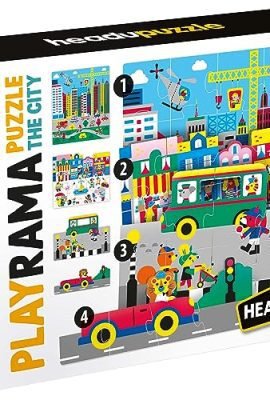 Headu Playrama Puzzle The City Sovrapponi i Puzzle e Ottieni un effetto Magico Mu55331 Puzzle Educativi per Bambini età 3+ Made in Italy