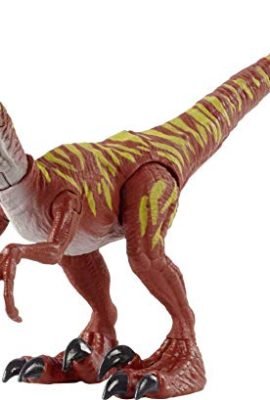 Jurassic World - Colpo Selvaggio Velociraptor Rosso Snodato, Giocattolo per Bambini 4+Anni, HBX31