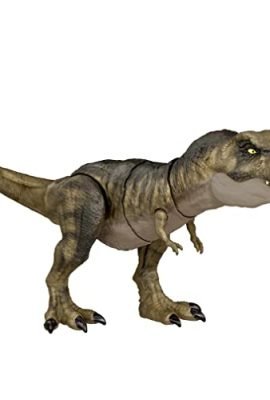 Jurassic World- Dinosauro articolato T-Rex Golpea e Devora con Suono. 54,78 cm Lunghezza Altezza 21,59 cm Giocattolo, Multicolore, único, HDY55