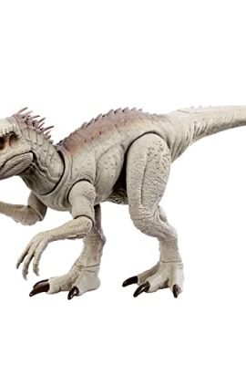 Jurassic World - Indominus Rex Caccia e Divora, dinosauro con luci e suoni, doppio morso e attrezzatura di tracciamento, design ambiente desertico, giocattolo per bambini, 4+ anni, HNT64