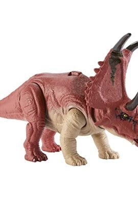Jurassic World - Ruggito Selvaggio, Diabloceratopo, dinosauro con suoni e mossa d'attacco, dimensioni medie, snodato, con gioco digitale​​, Giocattolo per Bambini 4+ Anni, HLP16