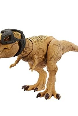 Jurassic World - T-Rex Caccia e Divora, dinosauro action figure con azione d'attacco doppio morso, suoni e attrezzatura di tracciamento, giocattolo per bambini, 4+ anni, HNT62