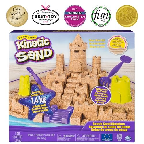 Kinetic Sand - Beach Sand Kingdom Playset with 3lbs of Beach Sand, for Ages 3 And Up
