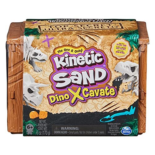 Kinetic Sand, Dino XCavate, realizzato in sabbia naturale, gioca con sabbia sensoriale e giocattolo per bambini dai 6 anni