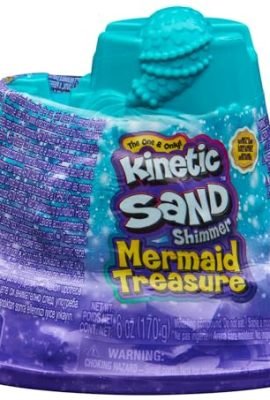 Kinetic Sand, Mini Castello Sirenetta, 170 g di Sabbia Shimmer, Sabbia Magica Viola, 1 formina, 2 Accessori e 3 Gemme Incluse, Giocattoli per Bambini e Bambine 3 Anni