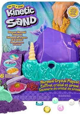 Kinetic Sand, Playset Il Cristallo della Sirenetta, Sabbia Colorata, Sabbia Cinetica 481 g, Accessori per Scavare e Scoprire, Giochi per Bambini e Bambine, 3+ Anni