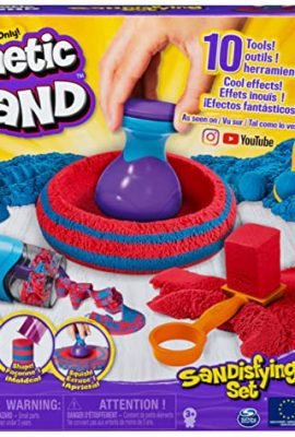 Kinetic Sand |Sandisfying Set | Sabbia cinetica 907gr | Sabbia magica | Sabbia colorata rossa e blu | 10 accessori inclusi | Giocattoli per bambini e bambine 3 anni