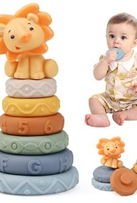 LEADSTAR Giocattoli Impilabili, Blocchi Sensoriali Montessori Giochi Dentizione Neonato 6 Mesi Cubi Morbidi per Bimbi Bambini Giocattolo Educativi Gioco Regalo per Neonati 6 12 18 Mesi